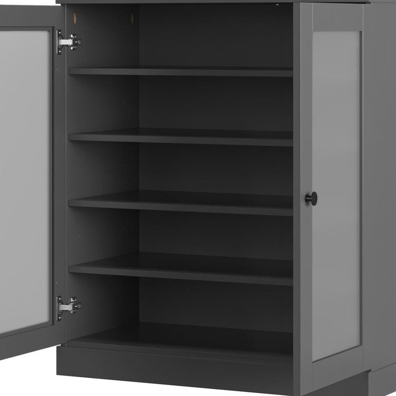 Twenty Pair Solid Woodshoe Storage Cabinet (752375) - Gray