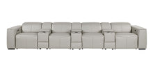 Load image into Gallery viewer, Top Grain Leather Reclining Metal USB Sofa (720424) - Light Gray
