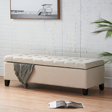Load image into Gallery viewer, Storage Ottoman With Tufted Top And Pillow Soft Cushioning - Beige
