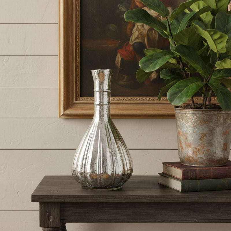 Round Table Vase - Antiqued Silver
