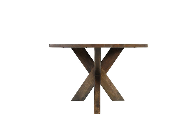 Solid Wood Cross Leg Base Dining Table - Brown