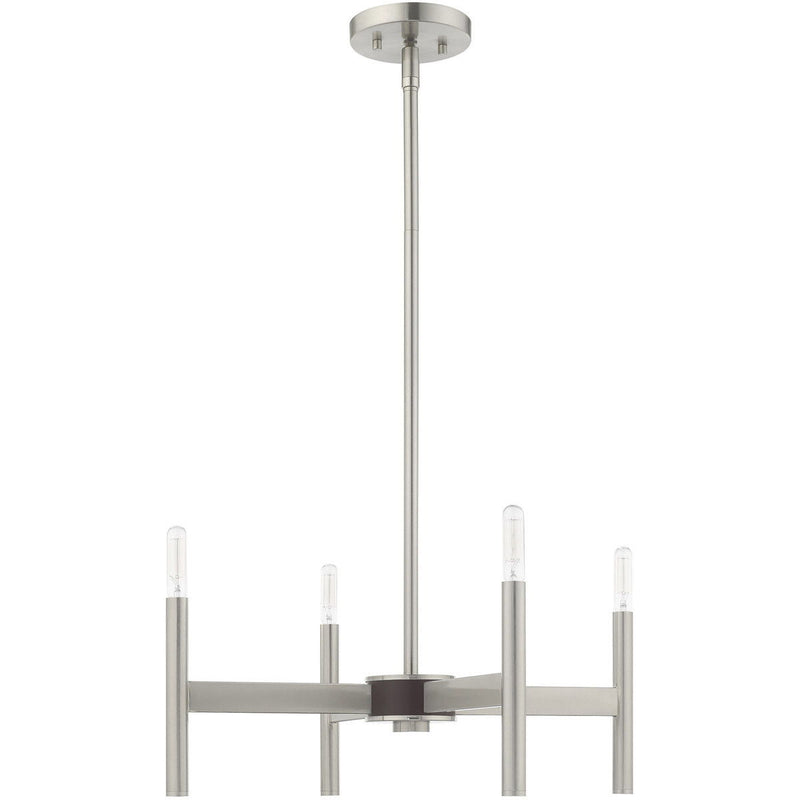20'' Four Light Dimmable Chandelier With Shades - Nickel