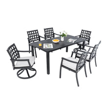 Load image into Gallery viewer, Modern Classic Outdoor Patio Dining Set, Rectangular Table &amp; Dining Chairs, Rust Free, Weather Resistant
