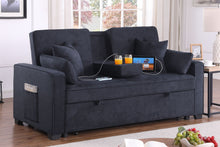 Load image into Gallery viewer, Cody II - 69.5"W Woven Fabric Convertible Sleeper Loveseat with Cup Holder
