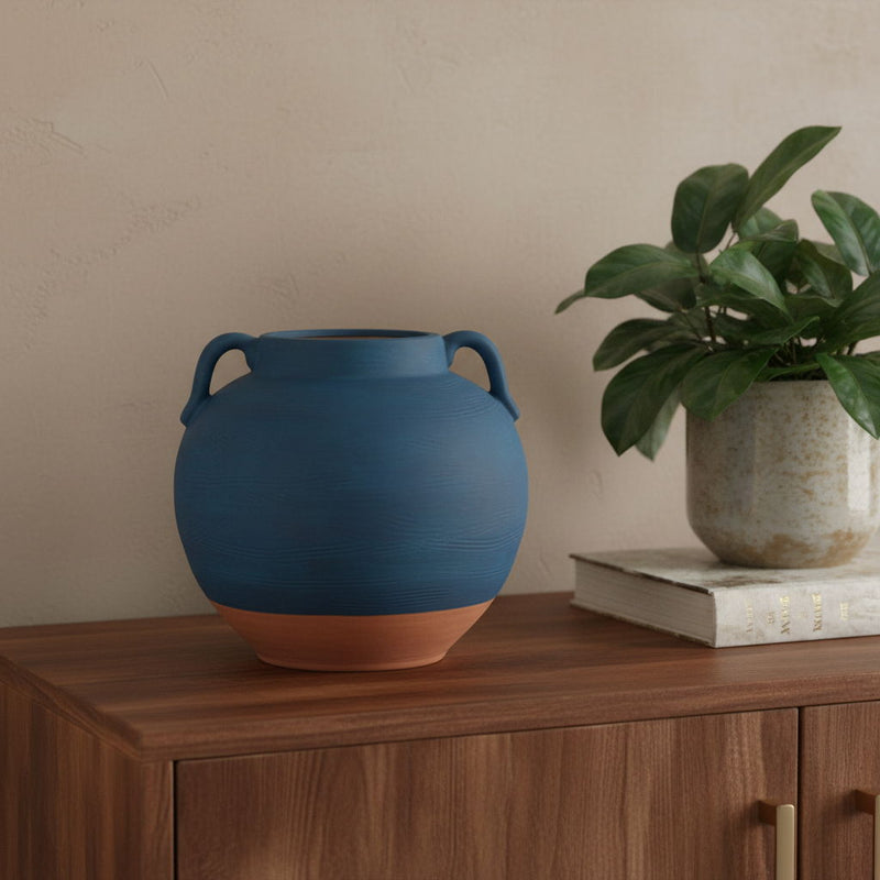 Round Urn (632622) - Blue / Terra Cotta