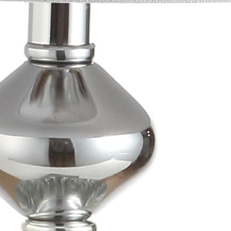 Table Lamp With Drum Shade - White / Clear / Silver