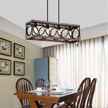 Load image into Gallery viewer, Kitchen Island Lights Ceiling Light Farmhouse Dining Room Light Fixture, Wood And Metal Rectangular Ceiling Light, Ceiling Lighting For Living Room, Conference Room, Home Office
