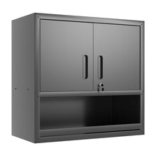 Load image into Gallery viewer, Wall-Mounted Storage Cabinet With Locking Door, 1 Shelf And Open Drawer - Black
