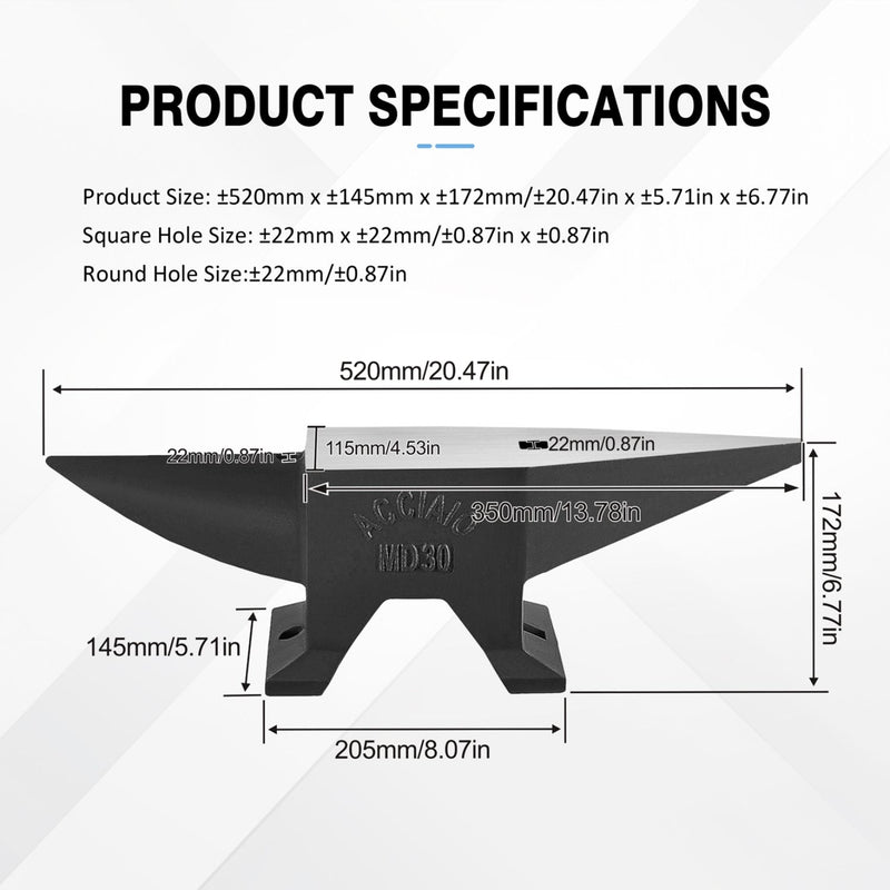 Heavy Duty Cast Steel Anvil, 22 Lbs Single Horn With Large Countertop, High Hardness For smithing