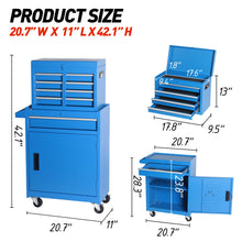 Load image into Gallery viewer, Tool Chest, 5 Drawer Rolling Tool Storage Cabinet With Detachable Top Tool Box, Liner, Universal Lockable Wheels, Adjustable Shelf, Locking Mechanism, Metal Tool Cart For Garage Workshop
