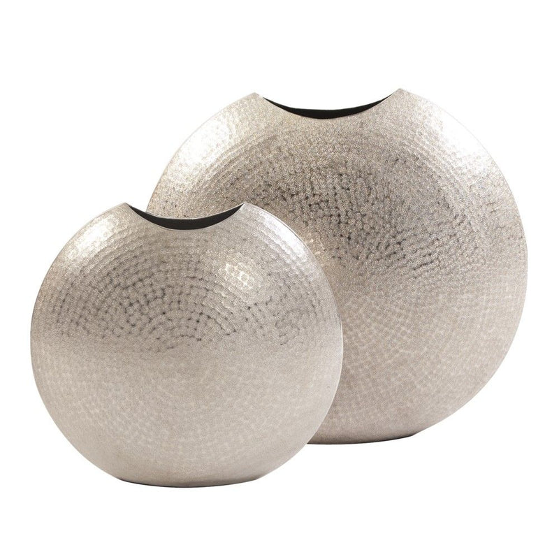 Hammered Round Table Vase - Silver