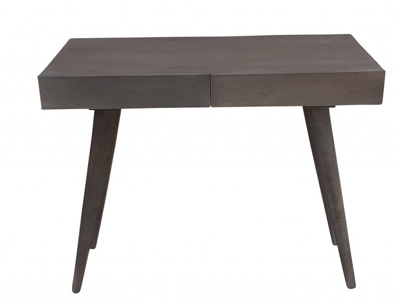 Acacia Solid Wood Writing Desk With Three Drawers - Gray