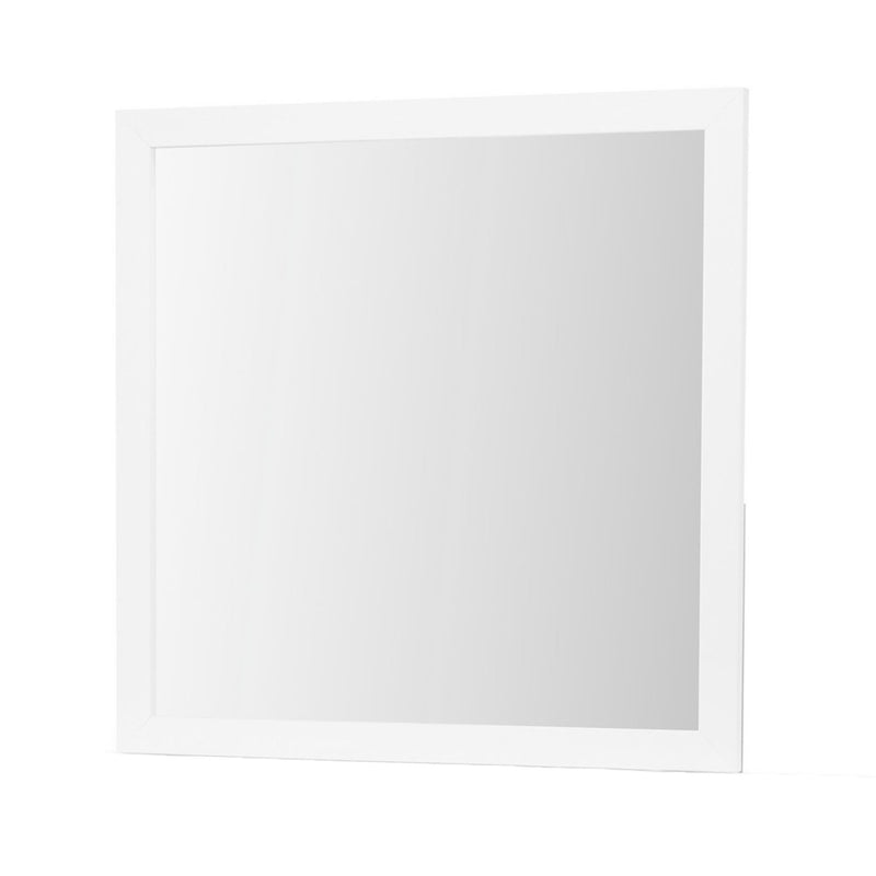 Wood Square Dresser Mount Framed Mirror - White