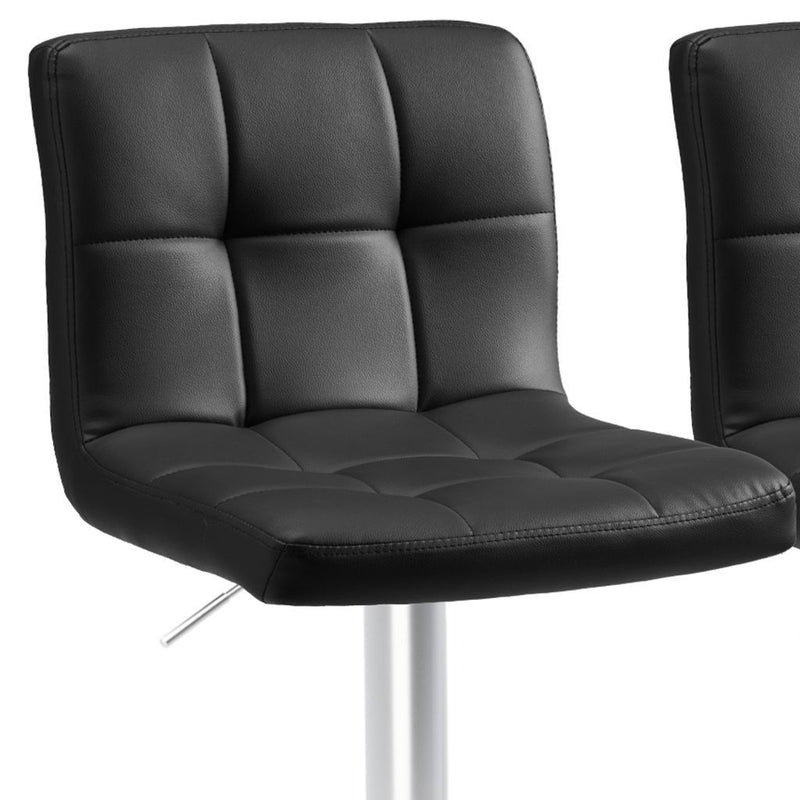 Fabric Faux Leather Aluminum Swivel Bar Chairs (Set of 2) (724174) - Black / Silver