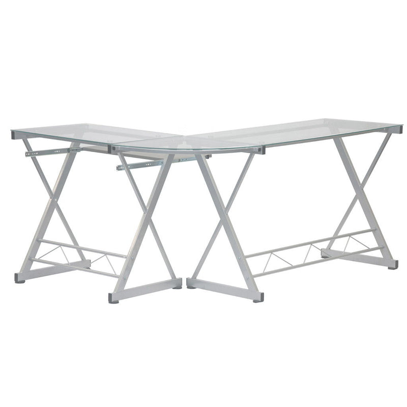Stainless Corner Computer Desk - Clear