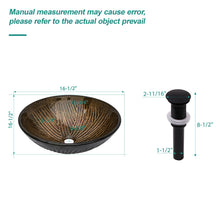 Load image into Gallery viewer, Feather Pattern Amber Vessel Sink With Pop Up Drain, Oval Bathroom Basin - Amber
