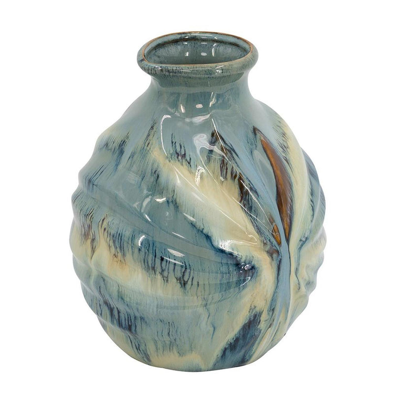 Abstract Round Table Vase - Blue / Blue / Brown