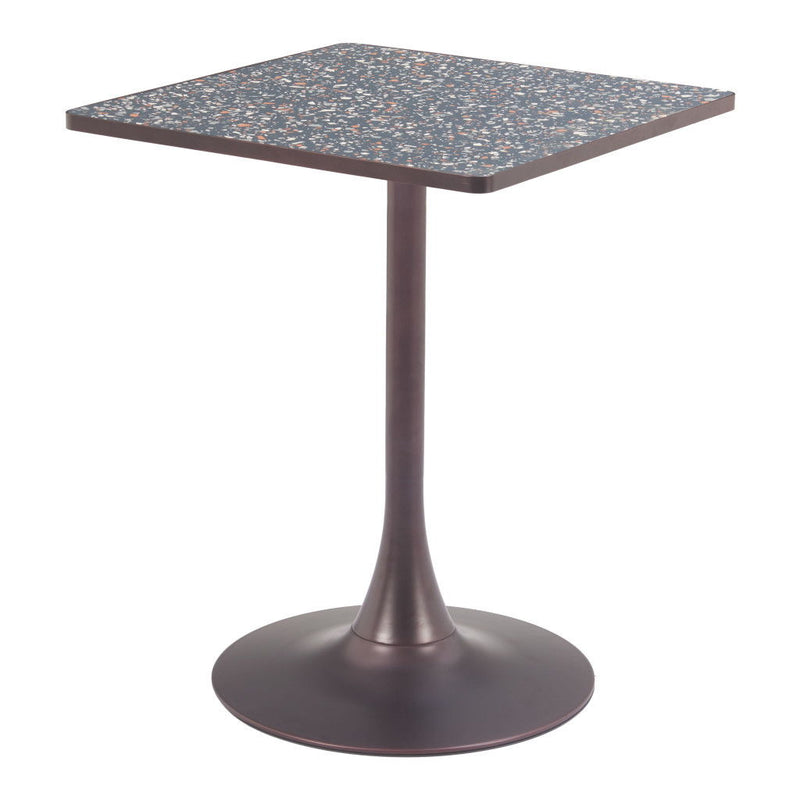 24" Steel Pedestal Base Square Dining Table - Black