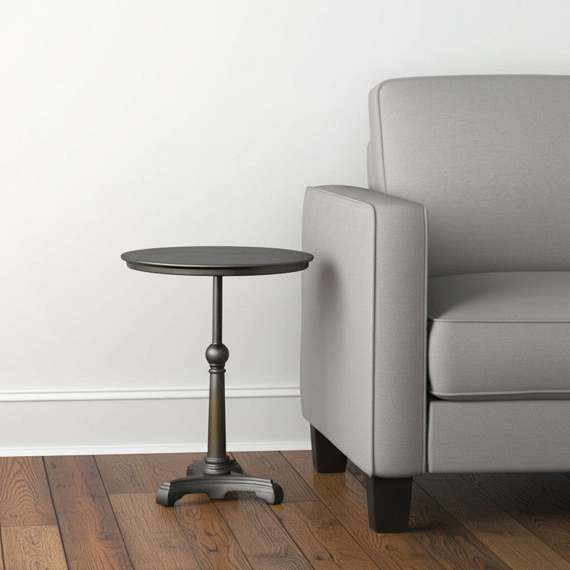 30" Iron Round Pedestal End Table - Brown