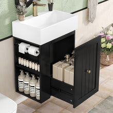 Load image into Gallery viewer, Modern Bathroom Vanity With Sink, Storage Cabinet, Drawer &amp; Side Shelf

