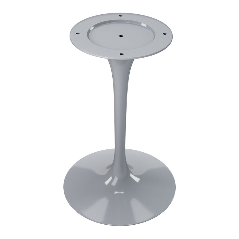 32" Rounded Stone And Metal Pedestal Base Dining Table - Gray
