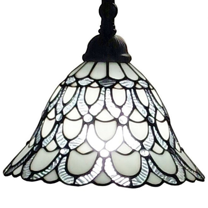 11" x 11" x 62" Traditional Shaped Floor Lamp With Stained Glass Bowl Shade - Brown / White