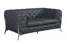 Load image into Gallery viewer, Italian Leather Loveseat - Gray / Silver
