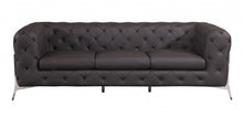 Load image into Gallery viewer, Italian Leather Sofa With Silver Legs - Dark Brown
