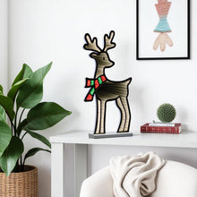 Load image into Gallery viewer, Deer Christmas Tabletop Sign With LED - White / Green
