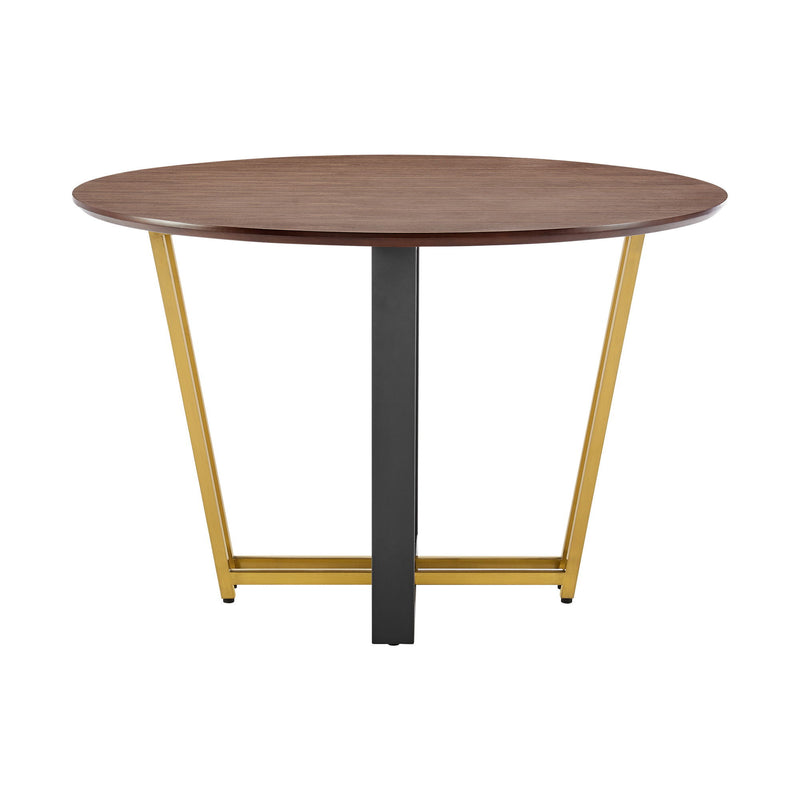 48" Iron Sled Base Round Top Dining Table - Brown