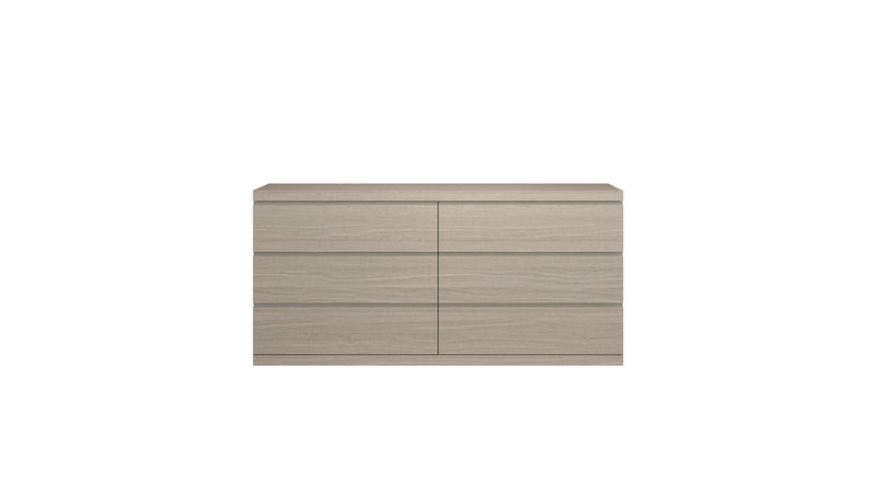 63" Wood Six Drawer Double Dresser - Beige