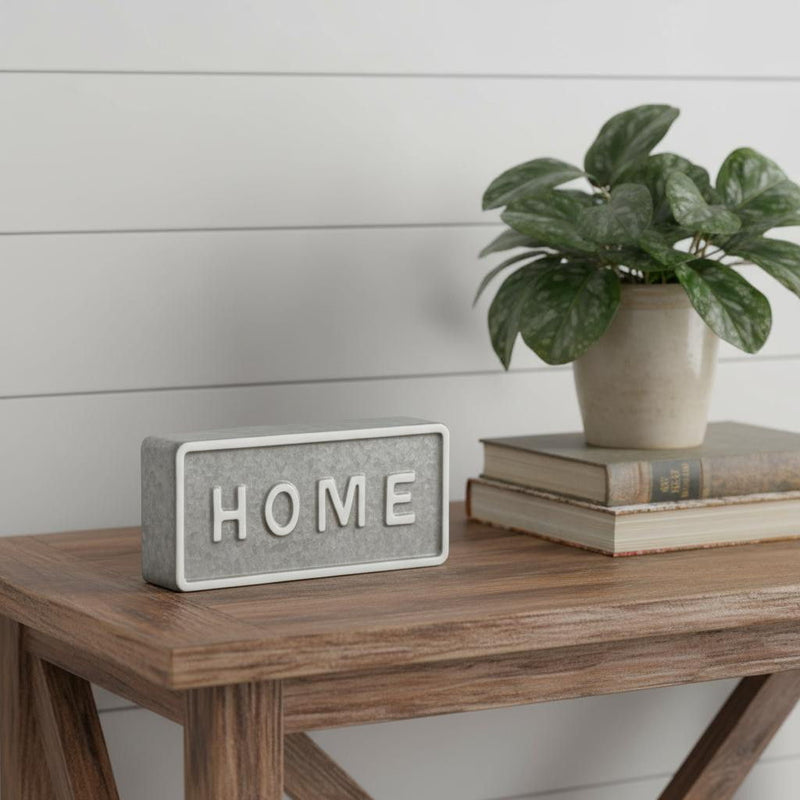 Home Hand Painted Tabletop Sign - Gray / White