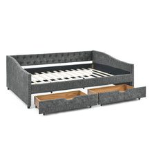Load image into Gallery viewer, Upholstered Tufted Daybed With Drawers, Waved Arms
