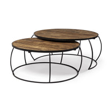 Load image into Gallery viewer, Wood And Metal Round Nested Coffee Tables - Dark Brown
