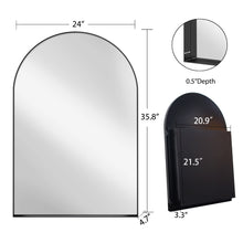 Load image into Gallery viewer, Arched Recessed Medicine Cabinet, Metal Framed Bathroom Wall Cabinet With Mirror And Adjustable Shelves, Wall Mirror With Storage For Bathroom
