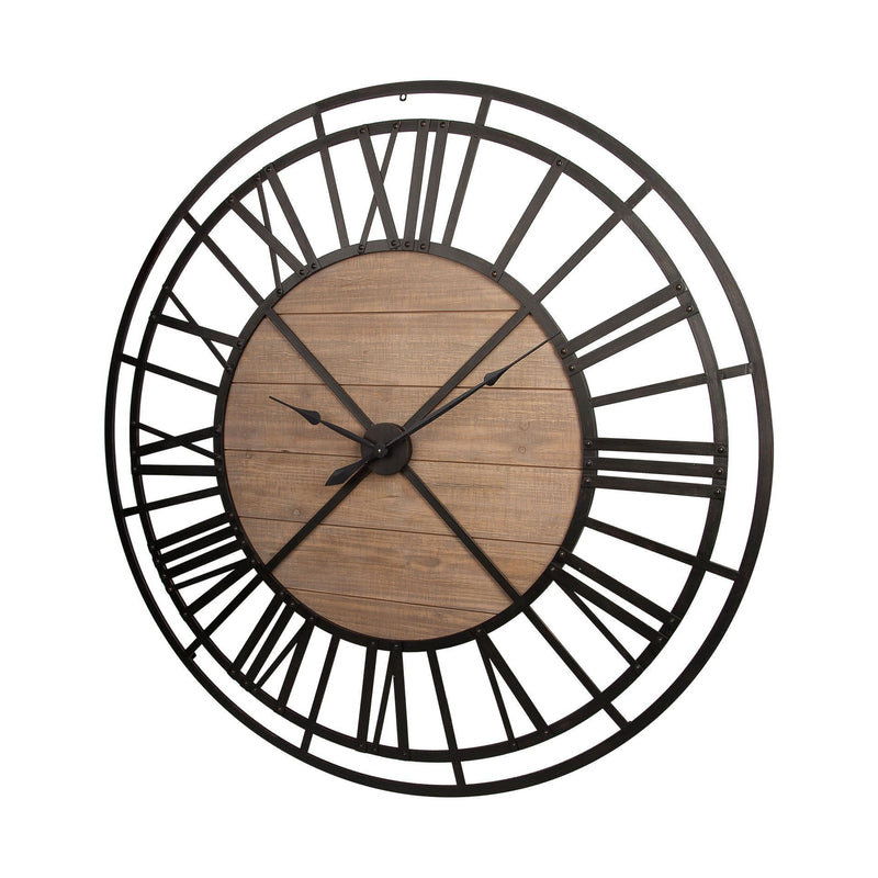 Skeleton Circle Wall Clock - Black / Brown