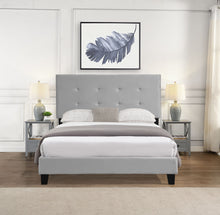 Load image into Gallery viewer, Full Size Upholstered Platform Bed Frame With Pull Point Tufted Headboard, Strong Wood Slat Support, Mattress Foundation, No Box Spring Needed - Gray
