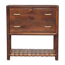 Load image into Gallery viewer, 32" Solid Wood Two Drawer Nightstand With Leather Shelf - Brown
