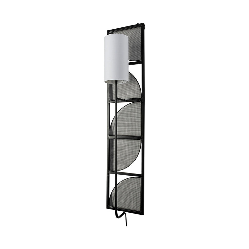 47" Metal And Fabric Corner Wall Light - Black