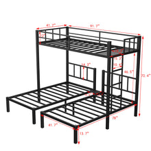 Load image into Gallery viewer, Twin over Twin &amp; Twin Bunk Beds for 3, Twin XL over Twin &amp; Twin Bunk Bed Metal Triple Bunk Bed, Black(Pre-sale date: February 8th.)
