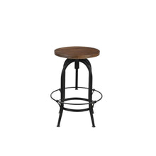 Load image into Gallery viewer, Solid Wood And Metal Backless Adjustable Height Swivel Bar Chair - Brown / Black
