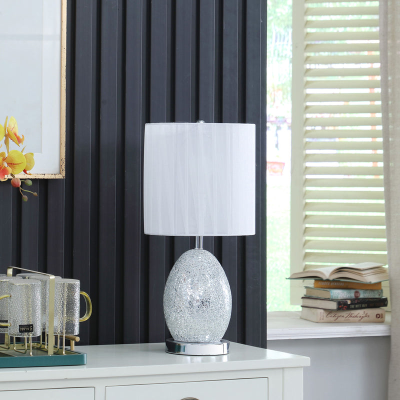 Luster Mirrored Glass Table Lamp With Night Light - White