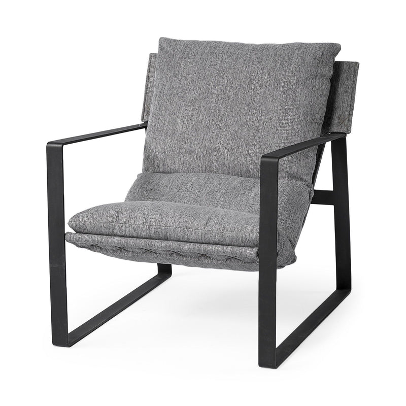Fabric Wingback Chair - Gray / Black