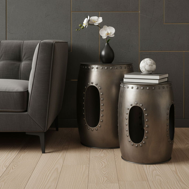 20" Iron Round End Table - Nickel