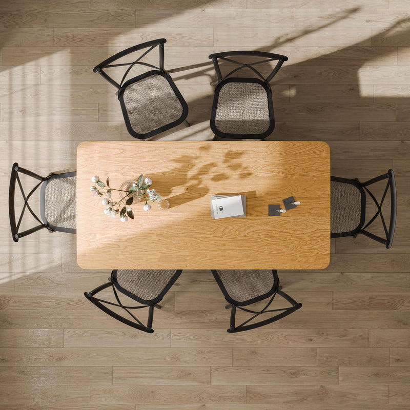 Wood Double Pedestal Base Square Dining Table - Natural