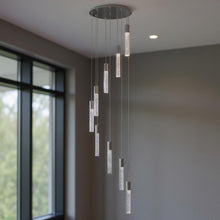 Load image into Gallery viewer, Nine Light Metal Dimmable Chandelier With Shades - Silver / Clear
