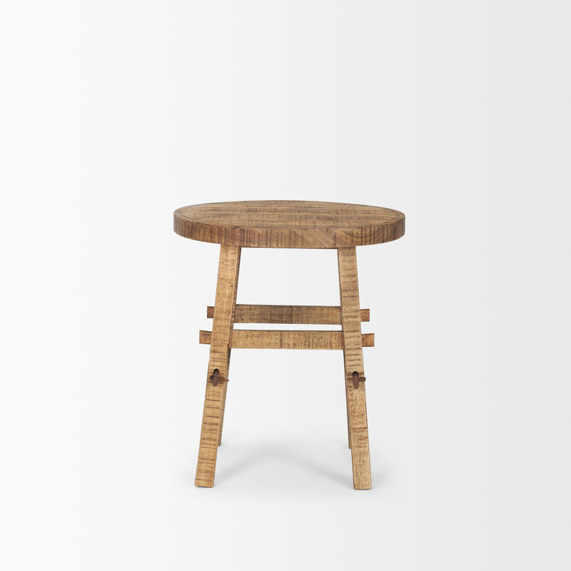 23" Distressed Solid Wood End Table - Brown
