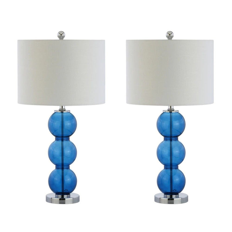 27" Novelty Table Lamps With Drum Shades (Set of 2) - Cobalt
