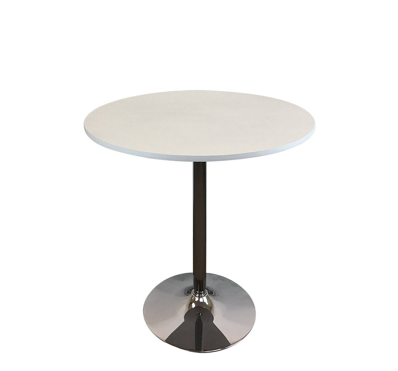 36" Wood And Metal Pedestal Base Round Top Dining Room Table - White