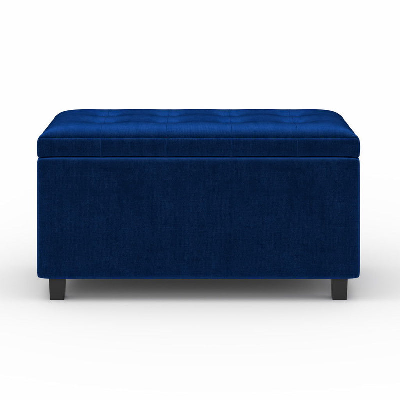 34" Storage Ottoman - Dark Brown / Blue
